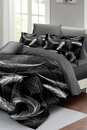 مجموعة غطاء MNZ-Duvet Set 100% القطن الطبيعي مزدوج 3D الرقمية الرأس الداكنة monohome3447HF - Monohome