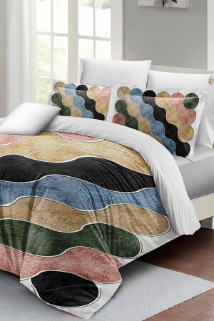 مجموعة غطاء MNZ-Duvet Set 100% القطن الطبيعي مزدوج 3D ألوان الصف الرقمي monohome3454HF - Monohome