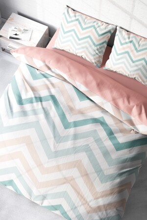 مجموعة غطاء MNZ-Duvet Set 100% القطن الطبيعي مزدوج 3D رقمية Zigzag monohome16777HF - Monohome