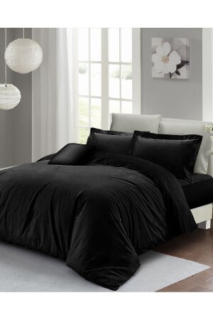 مجموعة غطاء MNZ-Duvet Set 100% القطن الطبيعي مزدوج الأسود Lux القطن Ranforce monohome16975HF - Monohome