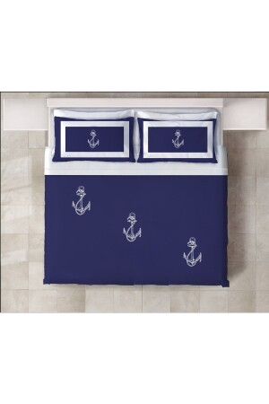 مجموعة غطاء MNZ-Duvet Set مضاعفة بحرية 3 قطع نمط المرسومة البحرية الزرقاء ZUA0444 - ZUA CONCEPT