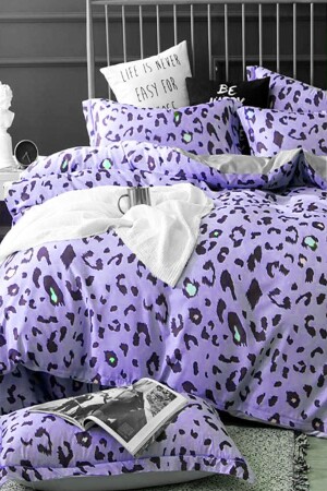 غطاء MNZ-Duvet Set مع ورق معززة، ليبارد ليلك مزدوج iqon067 - İQON