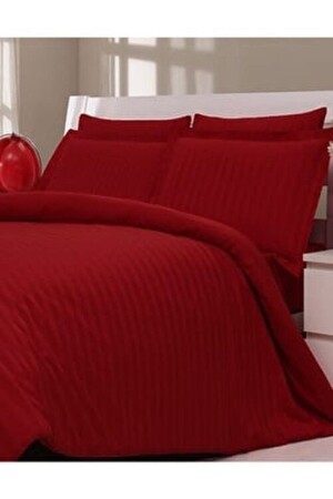 مجموعة غطاء MNZ-Duvet Soft Line مزدوجة الأحمر مشططة P8486S9209 - Özdilek