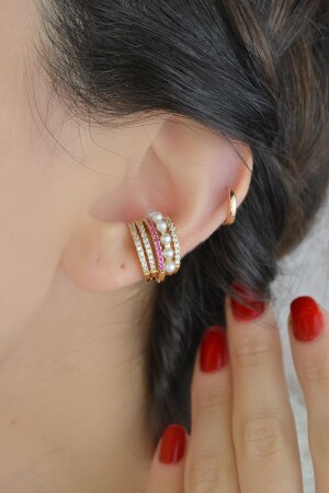 MNZ-Earcuff Zircon Stone و Pearl Compressed Cartilage Earring AJRTWYZ9 - Sacce Scarves&Accessories