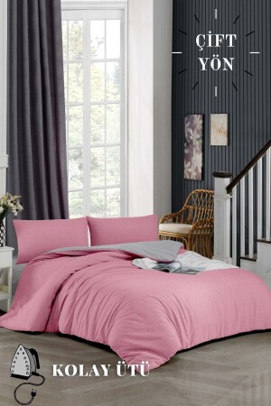MNZ-Easy Iron-120x200-Single Duvet Cover Set (صفحة سديّة مرنة+غلاف غطاء+قضية) الوردي NVRPLKBY120 - ELY PARKER