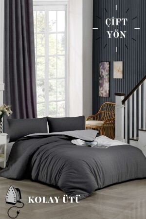 MNZ-Easy Iron-200x200-Double Duvet Cover Set (GREY EPRESSED SHEET QUILT COVER Y. CASE) الأنتراكيت NVRPLKBY - ELY PARKER