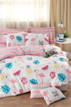 MNZ-Easy-Iron Duvet Cover Set كوكتيل مزدوج أبيض Ep-021374 - Enlora Home