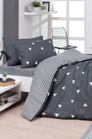MNZ-Easy-Iron Duvet Cover Set Triangle Single Gray Ep-025992 - Eponj Home