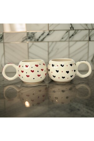 MNZ-Ece 2 قطع كوب قلب - İlbay Çini Takı