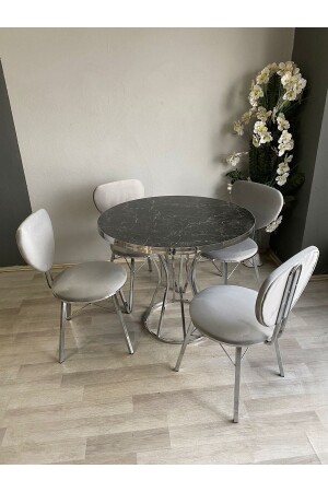 مجموعة طاولات المطبخ MNZ-Ecem، طاولة كرسي 4 أشخاص طاولة المطبخ، طاولة مستديرة SADAK0020 - sadak