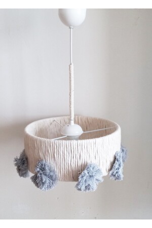 MNZ-Ecru حبل الكرامي لف غراي تصميم البومبوم الكبير الطفل - الطفل - صميم غرفة المراهقين مصباح اللؤس 248VZ - C&A