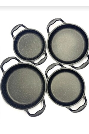 MNZ-EDA DÖKÜM Granite PAN SET من 4 (16CM-18CM-20CM-22CM) Esta4lushn - Esta