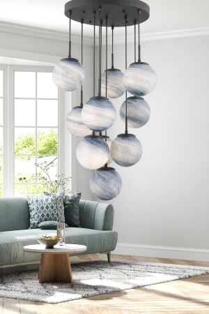 MNZ-EFSER 10-piece دائرة شمعة غرفة المعيشة الحديثة قاعة المعلق مصباح شمعة - Apliqa