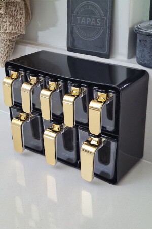 مجموعة من الـ MNZ-Eight Spece Jar مع مقعد ذهبية معقبضة أسود غطاء 161280-822 1033376. 0015 - Herevin