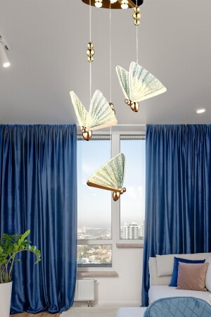 MNZ-Elegance تصميم الفراشة الحديثة مصباح اللؤسسة ثلاثي LED شمعة الورد الذهبية الصفراء الوردة الرائعة البصرية - burenze