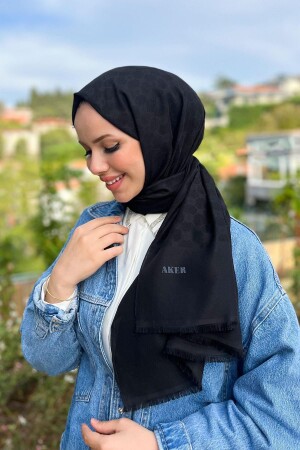 MNZ-Elegance Monogram Shawl - 1090100-911 - أسود - Aker