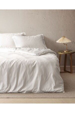 MNZ-Elicia مضاعفة شريطات سطين غطاء غطاء مجموعة - Ecru NDS-03-8682116282574 - Madame Coco