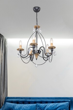 MNZ-Elista 5-piece Lux Chandelier أسود 8601 - manogrup avize aydınlatma