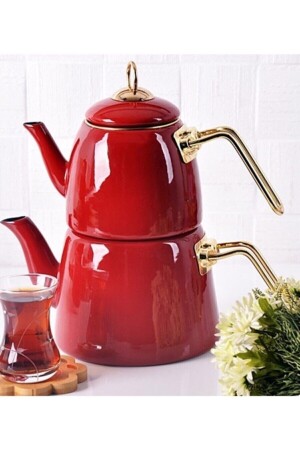 MNZ-Elite Enamel Teapot أحمر 200463 أحمر - Bayev