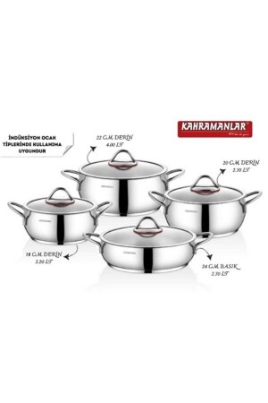 MNZ-Elite Prime بلاتينوم 8 قطعة مجموعة أدوات الطهي 8001 - Kahramanlar