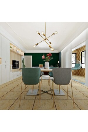 MNZ-Eliza تصميم حديث معقّل ملون قديم غرفة المعيشة - المطبخ - غرفة النوم 6 قطع شمعة (بدون كتيبه) ELİZZ02 - Fer Avize