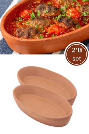 MNZ-Elizi 2 قطع قوارب الطين Bowl - كاياك كاسيرول فرن Bowl Set من 2 حجم صغير (23x12 سم) - Elizi