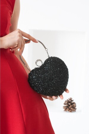 MNZ-Ella قلب حجر أسود ثوب مساء النساء حقيبة يد 19x20 حجم TYC00187800250 - ImPolo