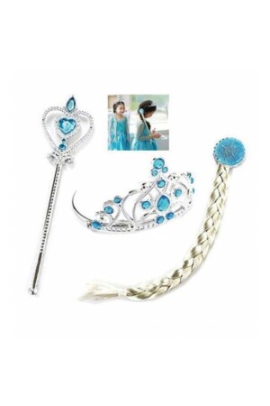 MNZ-Elsa شعر - عصا وتاج مجموعة من 3 - Prenses