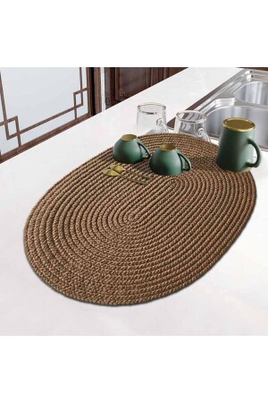 MNZ-Else Elit Series Oval Natural Organic Jute Counter Top Dish Drying Mat elsedekorjutbulasik (المنظمة الطبيعية الطبيعية للنكهة الع - Genel Markalar