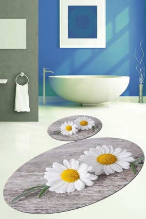 MNZ-Else Kadser الصفراء الزهور البيضاء المطبخ المسبحات الموضة المرحاض الكأس المعدل 15 - Else Halı