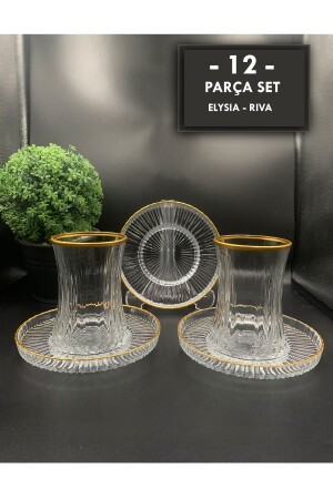 MNZ-ELYSİA كوب الشاي الذهبي أدوات الشاي مجموعة 12 قطعة سلسلة خاصة الذهبي rvel0027 - Paşabahçe