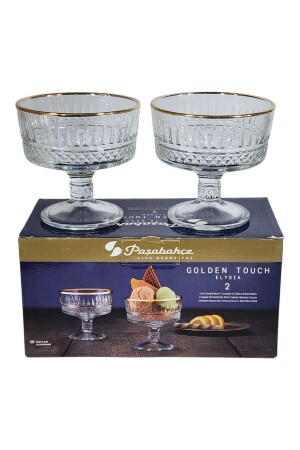 MNZ-Elysia Gold 2 قطع آيس كريم خدمة القنينة 51749-GTC - Paşabahçe