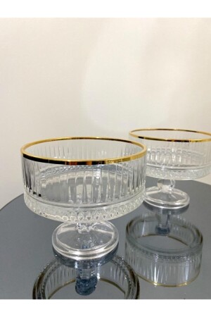 (MNZ-Elysia Gold Ice Cream Bowl) - (مكونة من 2 قطع زجاجية) - (مكونة من 2 قطع زجاجية) - (elysia2kseGOL - Paşabahçe