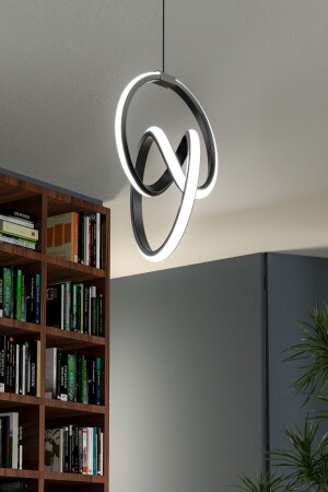 MNZ-Emily Black لمبعة معلق واحدة لامباً بيضاء LED شمعة emily-siyah-01 - Elektroyou