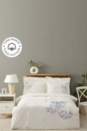 MNZ-Emily White 100% قطن مزدوج غطاء غطاء 200 مجموعة 22. 14. 0110 - Karaca Home