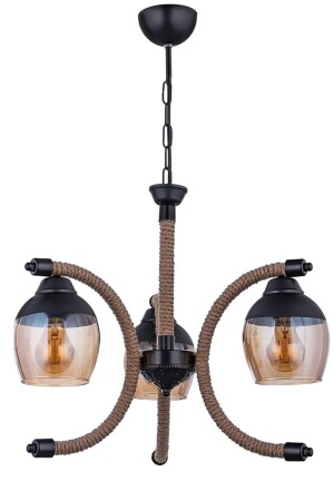 MNZ-Emirgan 3 قطع زجاجية حبل شمعة (أسود) VK. 1273 - VK HOME AYDINLATMA