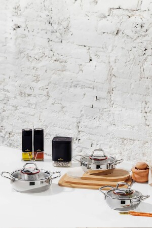 مجموعة من الـ MNZ-Emirgan 6 قطع من الـ فولاذ مع قاعدة إدخال - Karaca