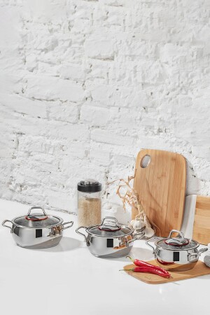 MNZ-Emirgan 6 قطعة فولاذ Midi مجموعة مع قاعدة إدخال - Karaca