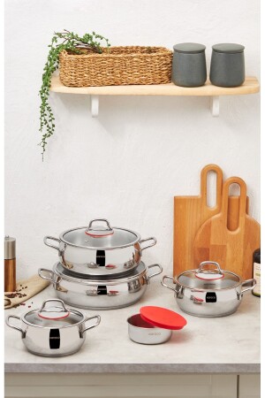 MNZ-Emirgan Xl 10 قطعة تخزين مطلي مطلي قاعدة الاندخاء مجموعة - Karaca