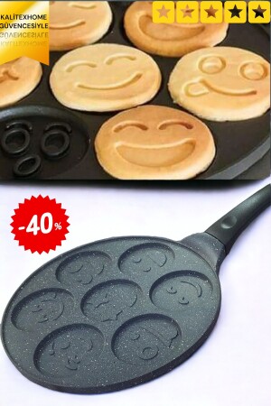MNZ-Emoji Granite Pancake Pan 28 سم من الجرانيت الملق - Bkm Dizayn