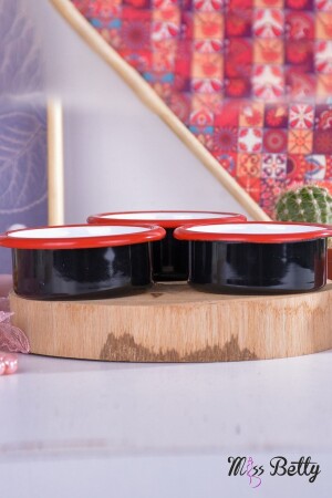 (MNZ-Enamel) 3 قطع كأس خفيفة (قوطة خفيفة حمراء) - Miss Betty