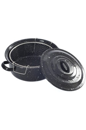 MNZ-Enamel Fryer Potato Frying Pan مع غطاء 25 سم من الدقيق - Essen