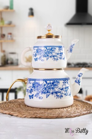 MNZ-Enamel Teapot Blue Life RN8324 - Miss Betty