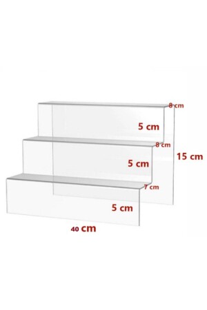 MNZ-Enblur Plexi شفاف دراج عرض موقف 3 خطوات 30 سم و 2 قطع. 2 خطوات 20 سم (3 قطعة) 12456 - SOLİDCLASS