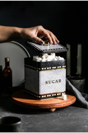 MNZ-Er023-6d مصحف السكر المربع مخزن معدني 12x12 سم ER023 - Evle