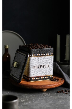 MNZ-Er023-7d مصحف القهوة المربع المربع حاوية تخزين المعادن 12x12 سم ER023 - Evle