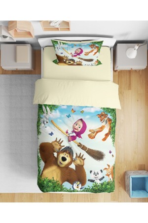 (MNZ-Erayshome Masha و الدب 3D Single Duvet Cover Set) (مشا_دب) - Erays Home