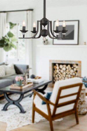 MNZ-Erza 4-piece Black Modern Pendant Lamp غرفة نوم غرفة المعيشة الاحترافية شمعة 3694-04-BL - Apliqa