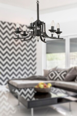 MNZ-Erza 6-piece Black Modern Pendant Lamp غرفة نوم غرفة المعيشة الاحترافية شمعة 3694-06-BL - Apliqa