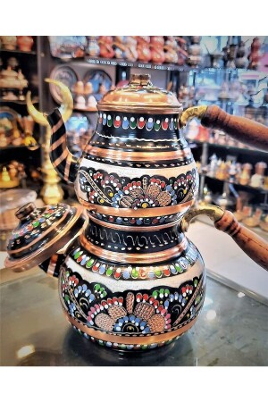 MNZ-Erzincan طلاء النحاس المصنوع من الختم مجموعة 6 شخص طلاء الشاي طعام الخمر، العطاء، الزفاف صناعة اليد - Genel Markalar